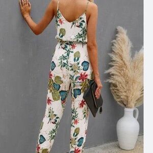Towne & Reese Tropical Leaf Jumpsuit
